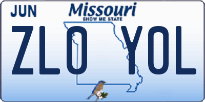 MO license plate ZL0Y0L