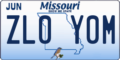 MO license plate ZL0Y0M