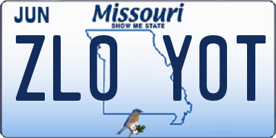 MO license plate ZL0Y0T