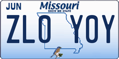 MO license plate ZL0Y0Y