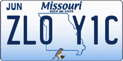 MO license plate ZL0Y1C