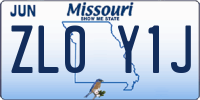 MO license plate ZL0Y1J