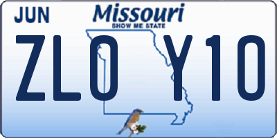MO license plate ZL0Y1O