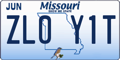 MO license plate ZL0Y1T