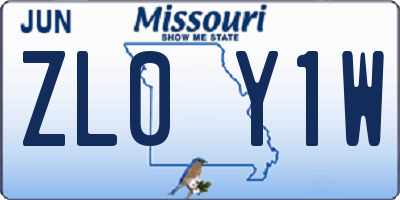 MO license plate ZL0Y1W