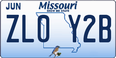 MO license plate ZL0Y2B