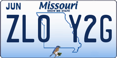 MO license plate ZL0Y2G