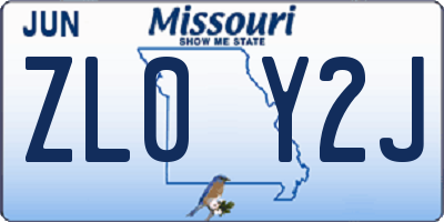 MO license plate ZL0Y2J