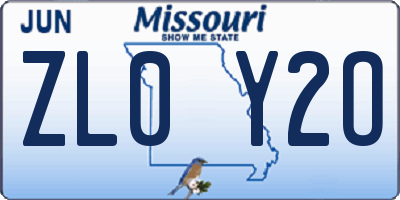 MO license plate ZL0Y2O