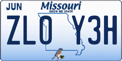 MO license plate ZL0Y3H