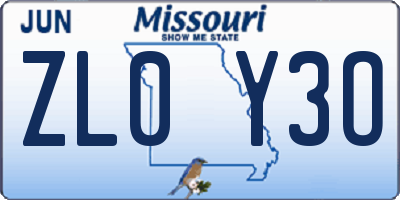MO license plate ZL0Y3O