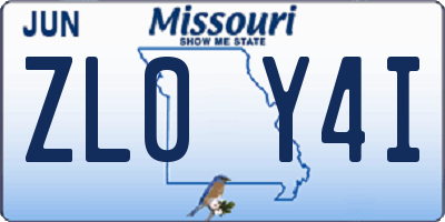 MO license plate ZL0Y4I