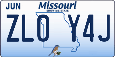 MO license plate ZL0Y4J