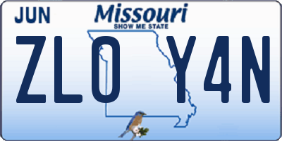 MO license plate ZL0Y4N