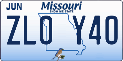 MO license plate ZL0Y4O