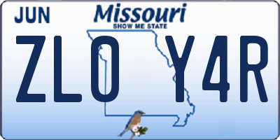 MO license plate ZL0Y4R