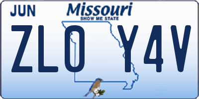 MO license plate ZL0Y4V