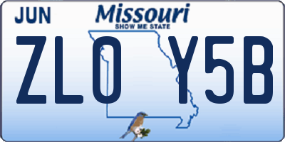 MO license plate ZL0Y5B