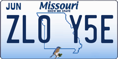 MO license plate ZL0Y5E