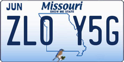 MO license plate ZL0Y5G
