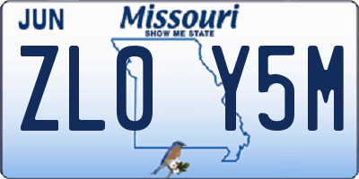 MO license plate ZL0Y5M