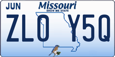 MO license plate ZL0Y5Q