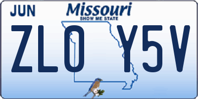 MO license plate ZL0Y5V