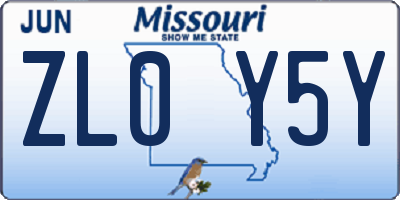 MO license plate ZL0Y5Y