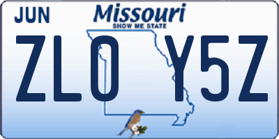 MO license plate ZL0Y5Z