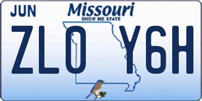 MO license plate ZL0Y6H