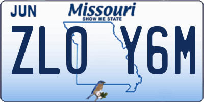 MO license plate ZL0Y6M