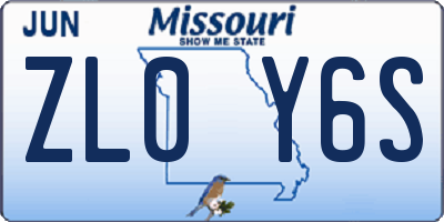 MO license plate ZL0Y6S