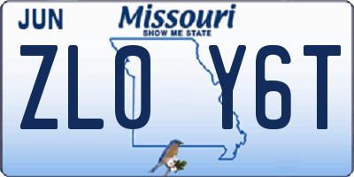 MO license plate ZL0Y6T