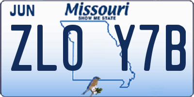 MO license plate ZL0Y7B