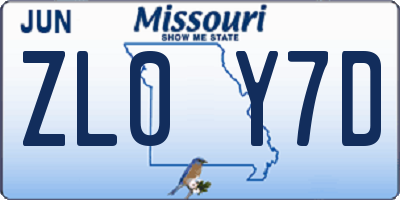 MO license plate ZL0Y7D