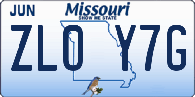 MO license plate ZL0Y7G
