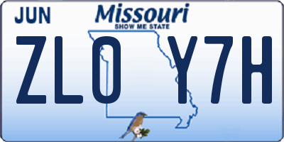 MO license plate ZL0Y7H