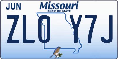 MO license plate ZL0Y7J