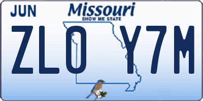 MO license plate ZL0Y7M