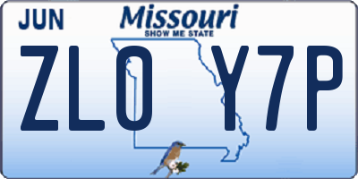 MO license plate ZL0Y7P
