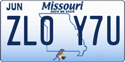 MO license plate ZL0Y7U