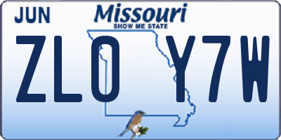 MO license plate ZL0Y7W
