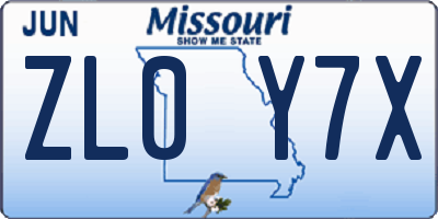 MO license plate ZL0Y7X