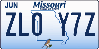 MO license plate ZL0Y7Z