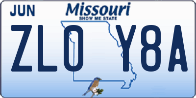 MO license plate ZL0Y8A