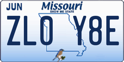 MO license plate ZL0Y8E