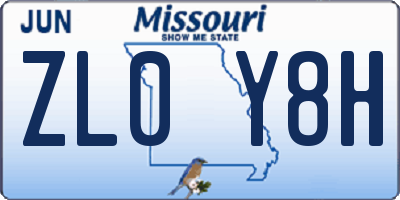 MO license plate ZL0Y8H