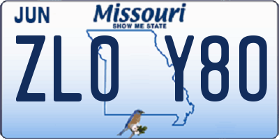 MO license plate ZL0Y8O