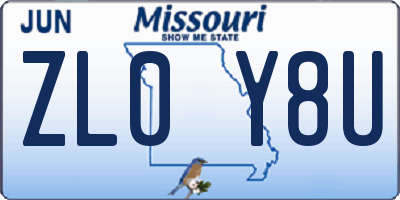 MO license plate ZL0Y8U