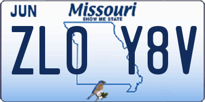 MO license plate ZL0Y8V